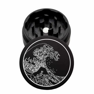 USA Made The Puck® Grinder: The Great Wave Off Kanagawa, Black, 1.750 [45mm], 2 Piece