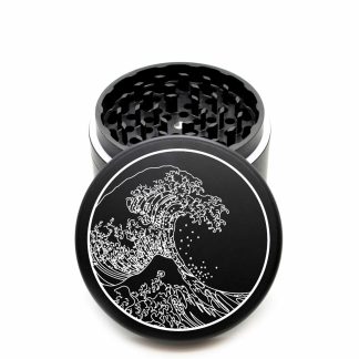 USA Made The Puck® Grinder: The Great Wave Off Kanagawa – Premium 90mm Black Herb Grinder