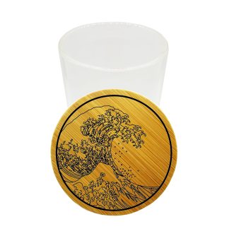 Great Wave Cannabis Storage Jar – Airtight Herb Container 200ml Bamboo Lid