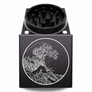 Great Wave Off Kanagawa USA CNC Square Herb Grinder – Smooth Grinding Two Piece Weed Crusher