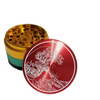 Great Wave Off Kanagawa Rasta Style 63mm Grinder – Top Rated Premium Herb Grinder