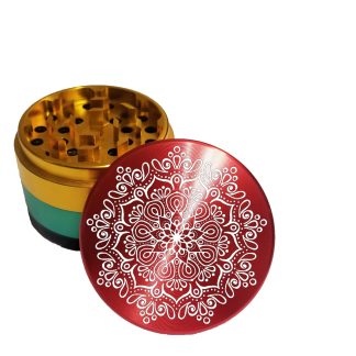 Web Mandala Large Rasta Theme Weed Grinder – Heavy Duty Aluminum Crusher
