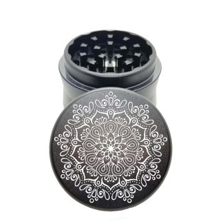 Web Mandala Black Mini Herb Grinder – Compact Weed Crusher