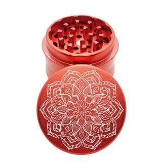 Zinnia Mandala Red Pocket Weed Grinder – Metal Herb Grinder