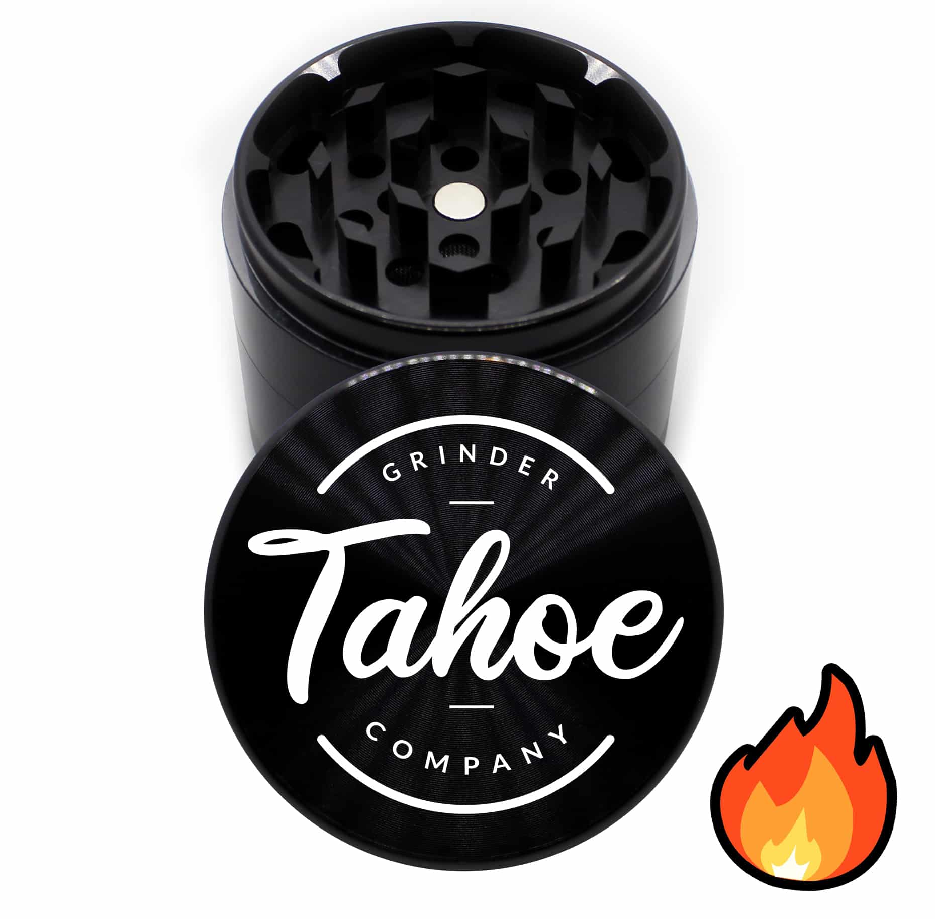 4 Piece Grinders – Black Aluminum 63mm Weed Grinders with Kief Catcher
