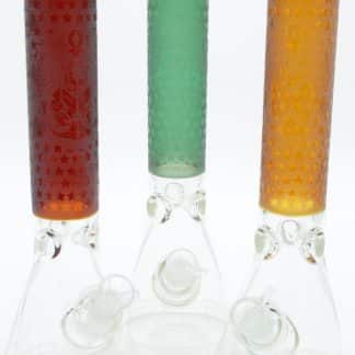 14 Inch Beaker Bong – Thick Borosilicate Glass Bong with Ice Catcher, 6-Slit Downstem & Skull MMA Star Design